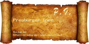 Presburger Inez névjegykártya